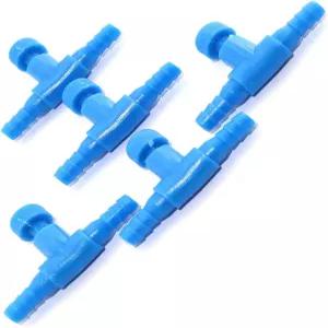 어항 펌프용 DGZI T 모양 제어 밸브 5PCS 수족관 2방향 에어 라인 레귤레이터 커넥터 4mm