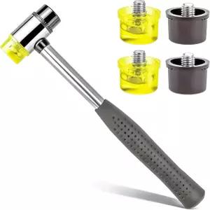 모트바흐 소형 고무 망치 25mm 양면 및 플라스틱 헤드 4개 교체용 보석 가죽 목재 DIY 가구 설정