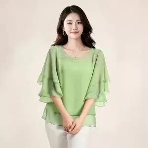 [보니아브]튤립소매 시폰 블라우스
