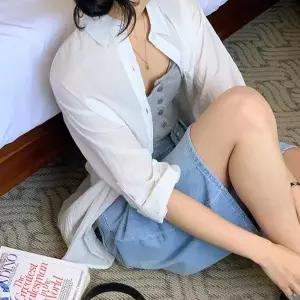 여성 심플한 워싱 포인트 5부 숏팬츠 바지 쇼츠 무지