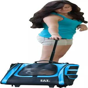 펫 기어 IGO2 트래블러 롤러 백팩 여행용 고양이/개용 카시트 메쉬 테더 텔레스코핑 핸들 보관 파우치 스