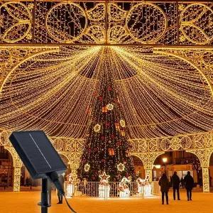 [RIZPICK]태양광 LED 500구 줄전구 트리장식 웜색 야외조명 태