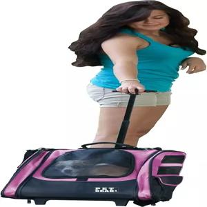 펫 기어 IGO2 트래블러 롤러 백팩 여행용 고양이/개용 카시트 메쉬 된 테더 텔레스코핑 핸들 보관 파우치