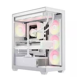 앱코 PC케이스 게이밍 킬러웨일 LED 컨트롤 미들타워 화이트 MNS