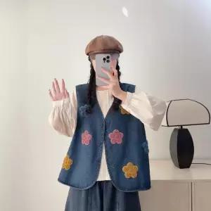 세군다 여자 조끼 캐주얼 데님 가을 아우터 탑러블리 브이넥 나시 DOS3