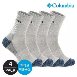 컬럼비아 남성 쿠션 힐컬러 등산 중목양말 4P_GY
