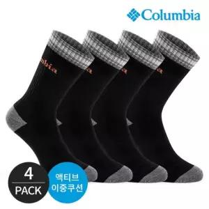 컬럼비아 여성 쿠션 배색컬러 등산 장목양말 4P_BK
