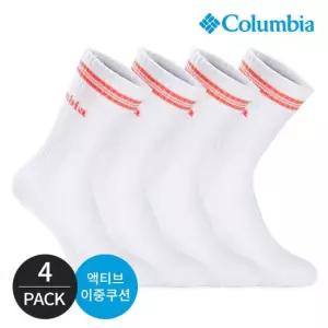 컬럼비아 여성 쿠션 딥로고 등산 장목양말 4P_WH