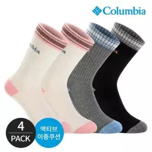 컬럼비아 여성 쿠션 배색컬러 등산 장목양말 4P_MX