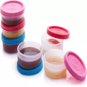 뚜껑이 있는 시그노라 웨어 조미료 용기 6 pk 3 oz 샐러드 드레싱으로 작은 보관 소스 컵 누수 방지 도시락