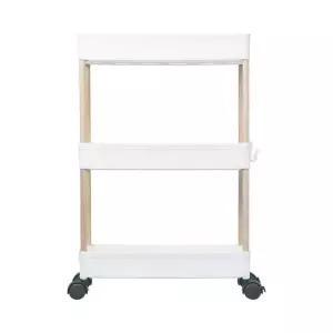 슬림 KMS192Q5 3단 이동식 좁은틈선반 (폭14cm 우드봉) DK54