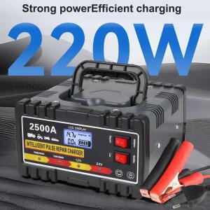 호환220W 자동차 배터리 충전기 스마트 펄스 수리 납산 디지털 LCD 디스플레이 6A/24V 8A/12V