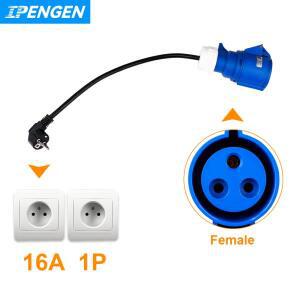 호환IPENGEN EV 충전기 Schuko 플러그-CEE 블루 전원 암 플러그 3 핀 소켓 어댑터 32A 1상 7KW 휴대용 연결
