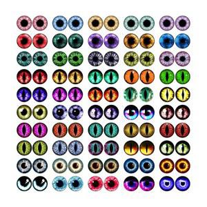 MWOT 100pcs 12mm 카보숑 유리 눈 케이스 포함 공예품, 고양이 새 용 가짜 괴물 눈, 크로셰 동물용 공예 폴리머 점토 조각 보석 인형 만들기 소품 크리스마스 선물