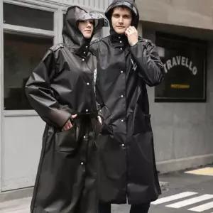 남녀공용 롱 우비 블랙 레인코트 비옷 우의 방수 방풍 야외활동