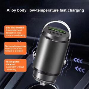 호환100W PD 초고속 차량용 충전기 메탈 풀 링 66W 플래시 USB C 인비저블 어댑터 30W 듀얼 포트 퀵 차지