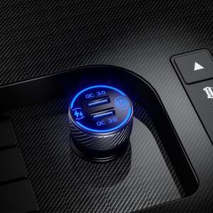 호환18W 듀얼 QC 3.0 USB 포트 터치 스위치가있는 여러 차량용 충전기 소켓 고속 어댑터 트리플 알루미늄