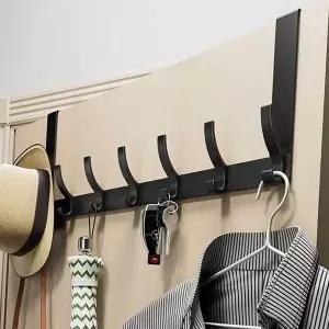 7구 EEO782W3 도어 후크 47x18cm 블랙 방문 옷걸이 긴도어행거