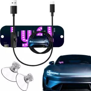 핑크 자동차용 LED 라이트 사인 택시 윈드실드 데칼 트럭 SUV용 흡입 컵 USB 플러그 포함 범퍼 스티커용