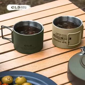 가성비 마트 스테인리스 이중 뚜껑 캠핑 커피 물컵 무료배송