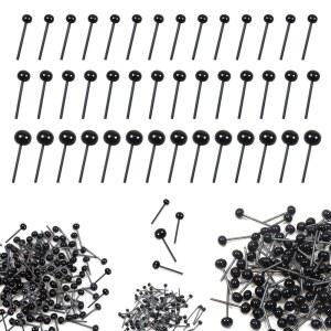 TOAOB 150개 유리 안전 눈 2mm 3mm 4mm 검은콩 바늘형 눈알 인형 DIY 곰 인형이 재봉 공예품을 유혹합니다