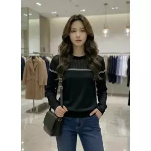 [롯데백화점]SOUP 두줄 배색 포인트 긴팔니트 SC4LK413