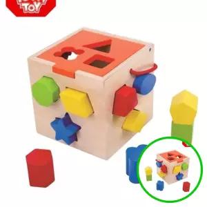 위월천 원목도형맞추기 블록 유아 12도형 큐브 교구 어린이집 감각발달블록 어린이집교구 창의력발달놀이