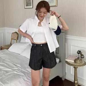 [신세계라이브쇼핑][옷자락] 여성 맞춤형 더블버클 독특한 면 4부 바지