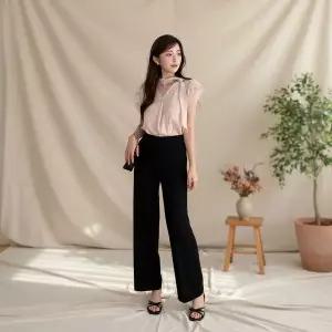 [하프클럽/옷자락]여성 세미와이드 밴딩 슬랙스 루즈핏 오버핏 면바지