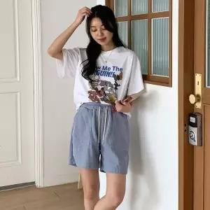 [신세계라이브쇼핑][옷자락] 여성 허리밴드 사각 주머니 와플 4부 바지