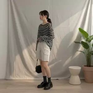 [신세계라이브쇼핑][옷자락] 여성용 포켓 카고 면반바지 팬츠 쇼츠