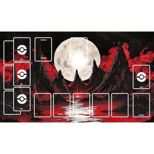 완전히 바느질된 고무 놀이 매트, 포켓몬, TCG/포켓몬, 일회용, 23.6 x 13.8 인치(60 35 cm), 두께: 0.08 인치(2 mm), 미끄럼 방지, 방수, 프리미엄 소재, 전용 방수 보관 가방