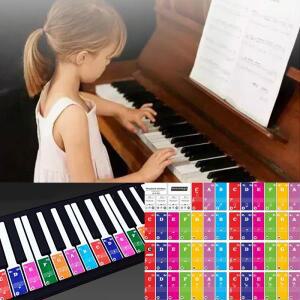 37/49/61/88 키   투명 피아노 키보드 스티커 전자 사운드 이름 Stave 참고 기호