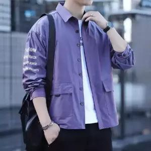 가을 남성 캐주얼룩 솔리드 셔츠 긴팔 얇은 빅사이즈 보카시 트렌드 MODU3
