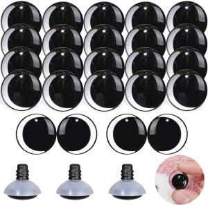 세탁기로 뜨개질하기 위한 뮤쿤니아 100PCS 25mm 달 안전 눈 아미구루미 3D 뜨개질 인형 동물 테디 베어 장난감 크리스마스 장식용