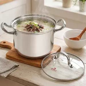 [퀸센스]IH 스텐 곰솥 22cm (5L) / 3중바닥 인덕션 냄비 스텐냄비 곰통 큰냄비