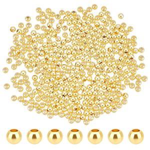 PH PandaHall 500pcs 3mm 금도금 비드 오래 지속되는 원형 매끄러운 스페이서 여름 하와이 스태커블 목걸이, 팔찌, 귀걸이 제작용 심리스 루즈볼 미니 시드
