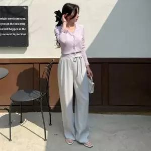 여성용 SS 빅사이즈 넓은 슬랙스 와이드 루즈핏