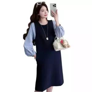 여성용 치마 봄 투피스 A라인원피스 스트라이프 DUCHI1