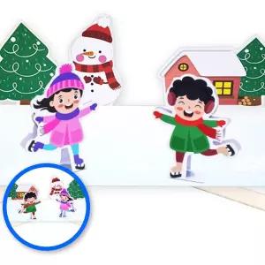 MF08 겨울 스케이트 자석 놀이 만들기 4인용 입체 배경판 수업용교구