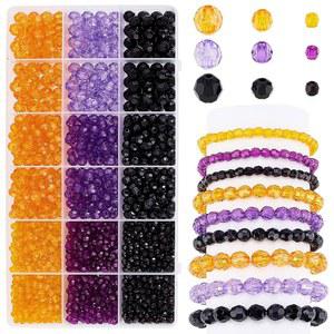 PH PandaHall 1590pcs 할로윈용 크리스탈 비즈, 4mm 6mm 8mm 아크릴 패싯 론델 비즈 3색 옐로우 퍼플 블랙 스페이서 팔찌 목걸이 귀걸이 장신구 제작 및 DI