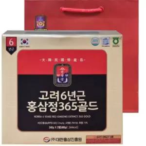 [행복사이소] 고려 6년근 홍삼정 365 골드 240g x 2병 선물세트 HACCP인증 쇼핑백포함