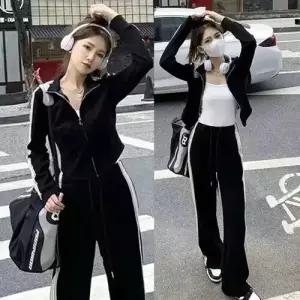 팬츠 캐주얼 투피스 여자긴팔트레이닝복세트 빅사이즈 트레이닝 세트 봄여름 슬림핏 맨투맨 와이드 ible2