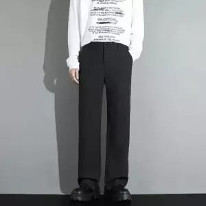 보니따스 캐주얼 여름 팬츠 남성용 블랙 면 일자 슬림핏 정장 ADOR2