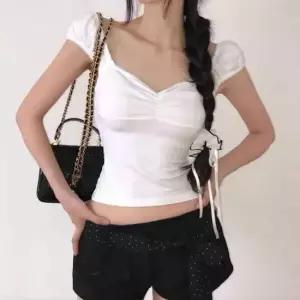 Rly 퍼프 셔링 크롭 반팔티