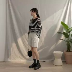 [옷자락]여성용 포켓 카고 면반바지 팬츠 쇼츠 숏팬츠 5부바지_P423240709