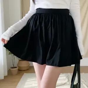여성용 나일론 미니 셔링 플레어 스커트 반지 치마
