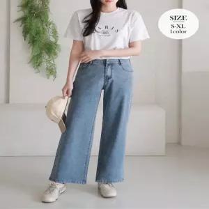 [하젤]피오 뒷밴딩 돌청 소프트 와이드 스판 데님 팬츠_M4748