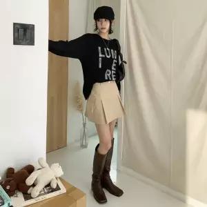 여성 심플 카고 플리츠 미니 스커트 치마 무지 미니멀