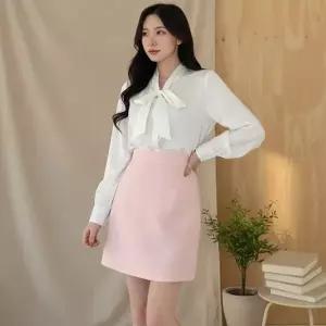 여성용 뒷밴딩 베이직 트위드 플레어 미니스커트 치마